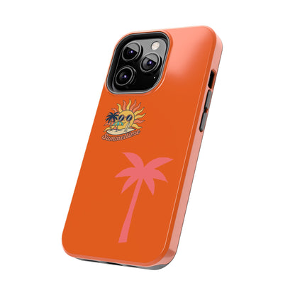 Summertime Palm Tough Phone Case — Retro Sun & Pink Palm Tropical Protective Cover
