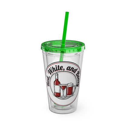16oz Sunsplash Tumbler with Straw — Beach BBQ Graphic Travel Cup