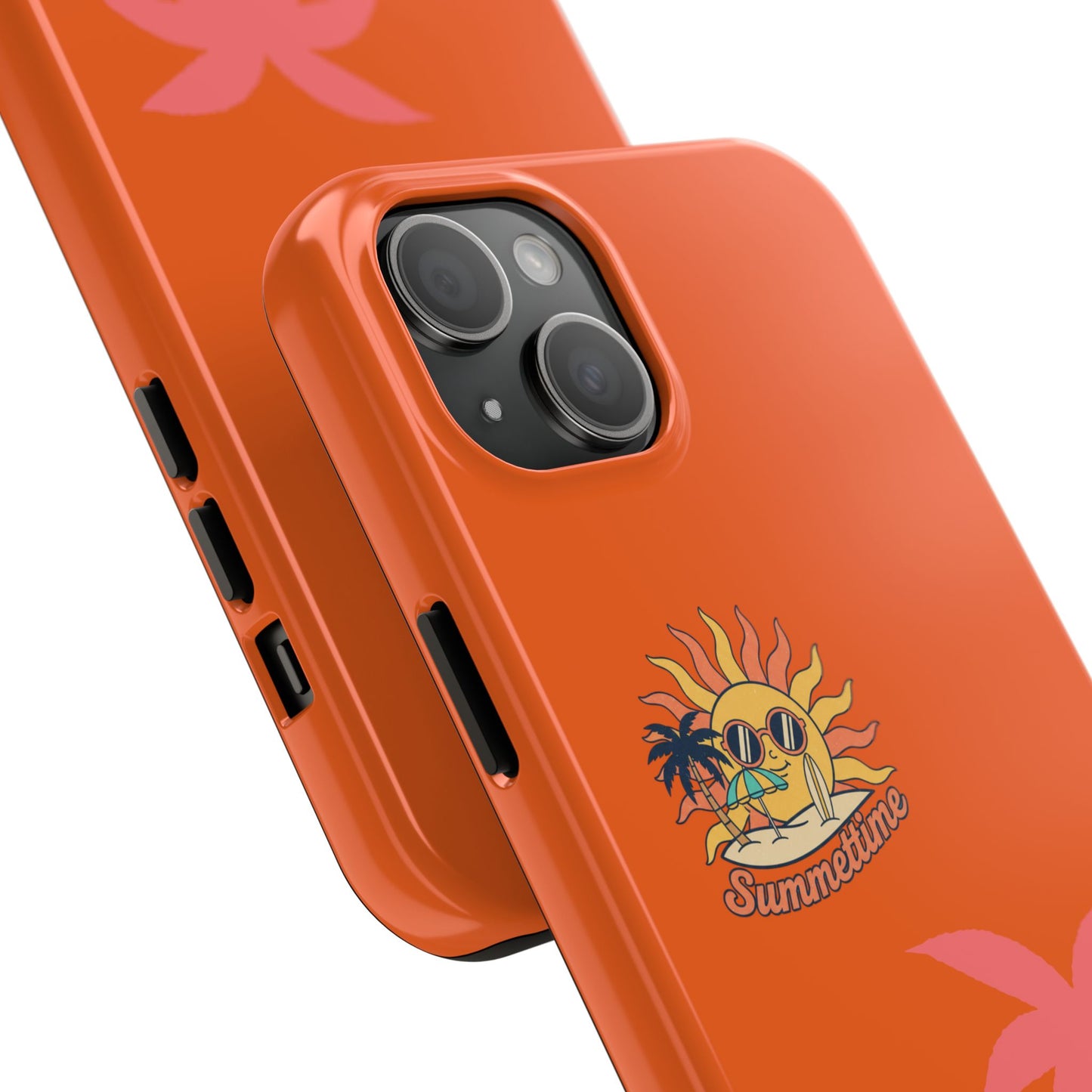 Summertime Palm Tough Phone Case — Retro Sun & Pink Palm Tropical Protective Cover