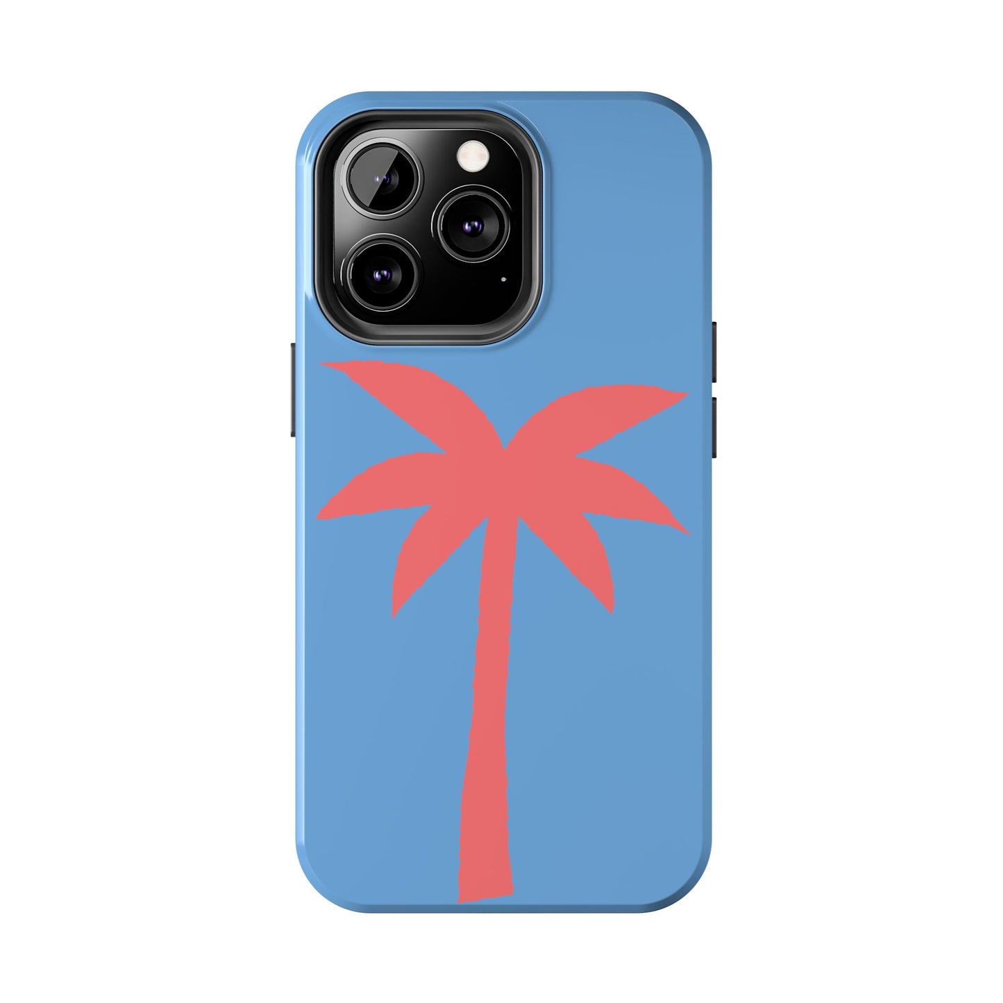 Tough Phone Case — Coral Palm on Sky Blue (Durable Protective Phone Cover)
