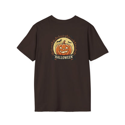 Halloween Pumpkin Graphic T-Shirt — "Happy Haunting" Cute Cat Jack-o'-Lantern Tee