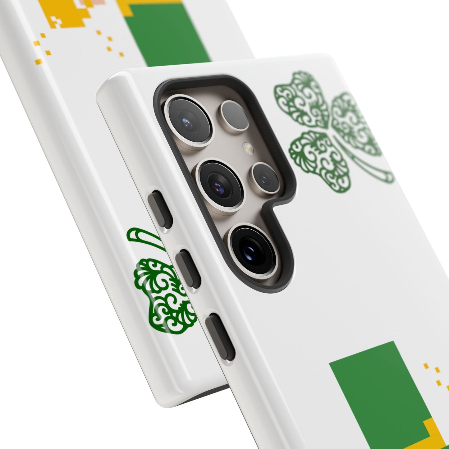 St. Patrick’s Pixel Leprechaun Phone Case — Cute Retro Gaming Clover Design