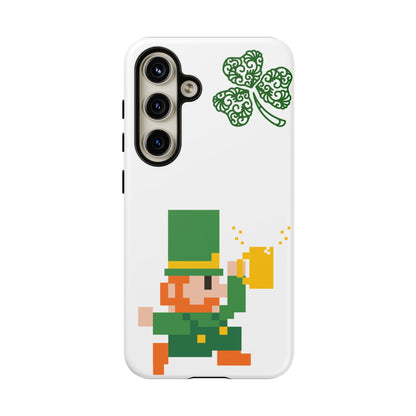 St. Patrick’s Pixel Leprechaun Phone Case — Cute Retro Gaming Clover Design