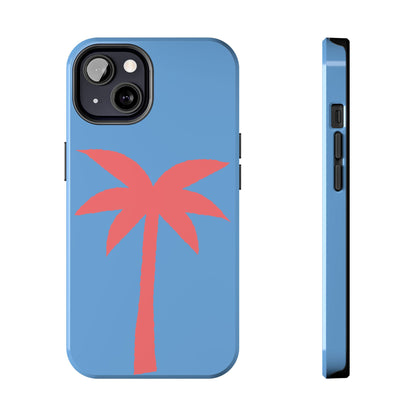 Tough Phone Case — Coral Palm on Sky Blue (Durable Protective Phone Cover)