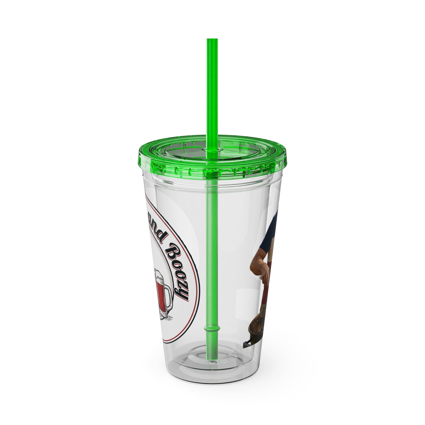 16oz Sunsplash Tumbler with Straw — Beach BBQ Graphic Travel Cup