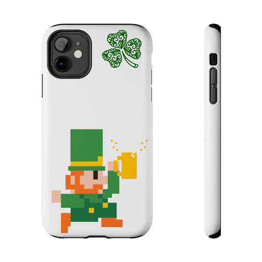 St. Patrick's Pixel Leprechaun Tough Phone Case — Shamrock & Beer Mug