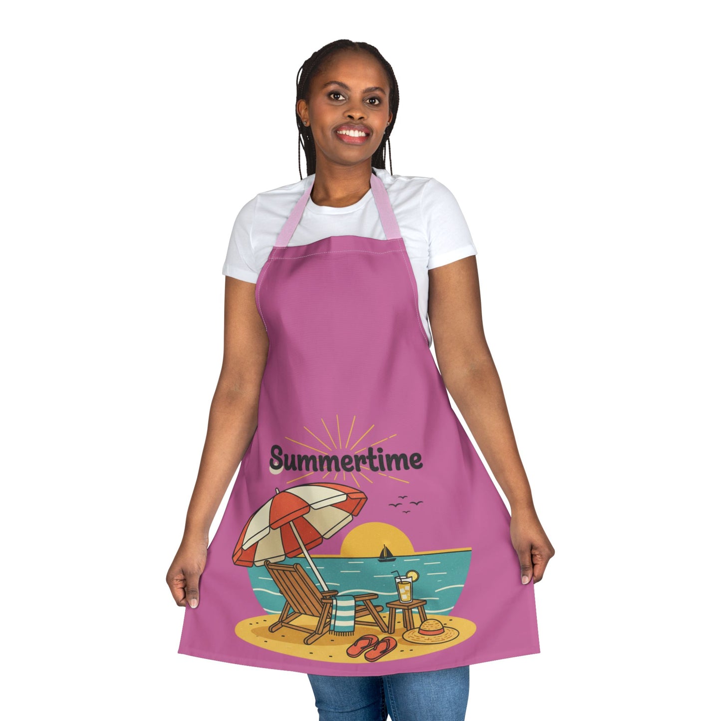 Summertime Beach Scene Apron — Colorful Summer Cooking & BBQ Gift