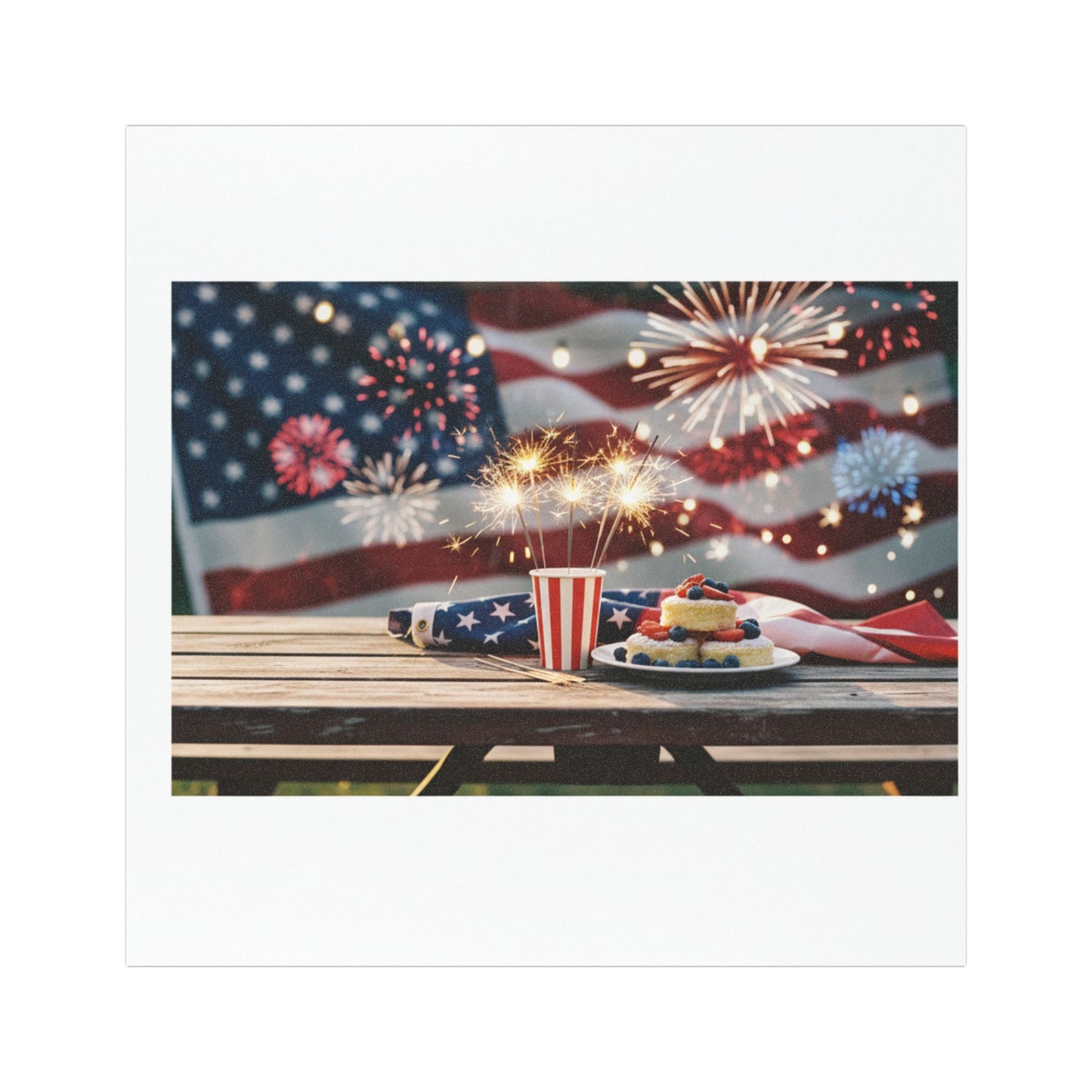 Patriotic Fireworks Car Magnet — American Flag 4th of July Decor