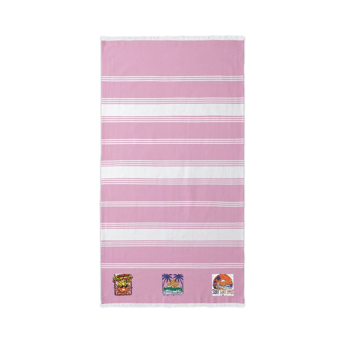 Embroidered Beach Throw Towel — Tropical Character Trio Accent