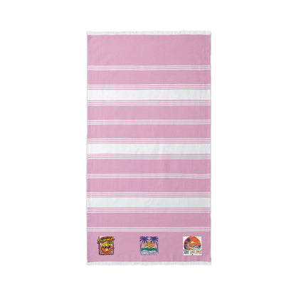 Embroidered Beach Throw Towel — Tropical Character Trio Accent