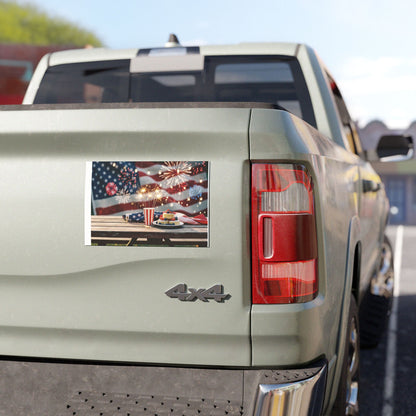 Patriotic Fireworks Car Magnet — American Flag 4th of July Decor
