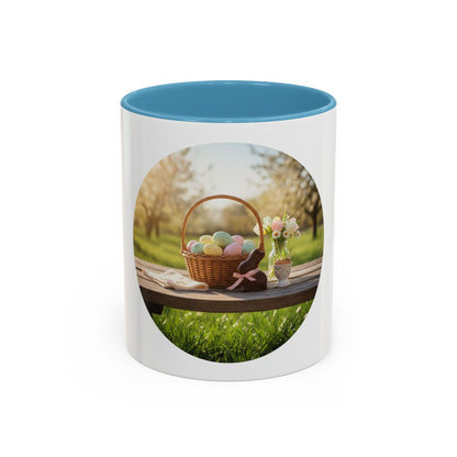 Easter Basket Coffee Mug — Spring Pastel Egg Design (11/15oz Accent Mug)