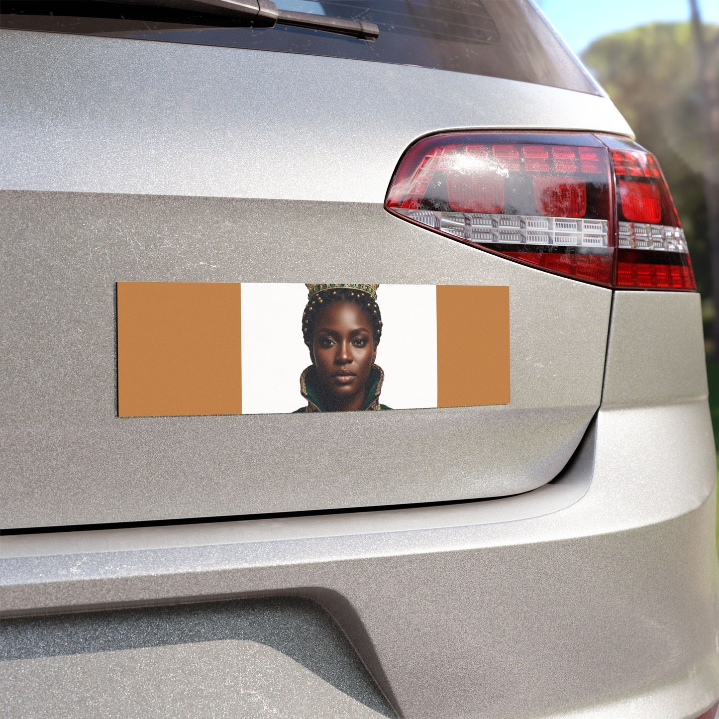 Regal Queen Portrait Car Magnet — Black History/Empowerment Vehicle Decal
