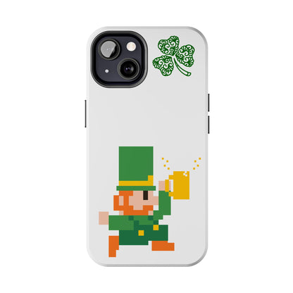 St. Patrick's Pixel Leprechaun Tough Phone Case — Shamrock & Beer Mug