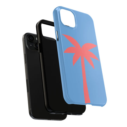 Tough Phone Case — Coral Palm on Sky Blue (Durable Protective Phone Cover)