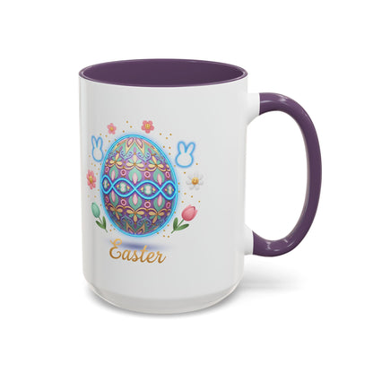 Easter Egg Accent Coffee Mug — Colorful Floral Bunny Design (11/15oz)