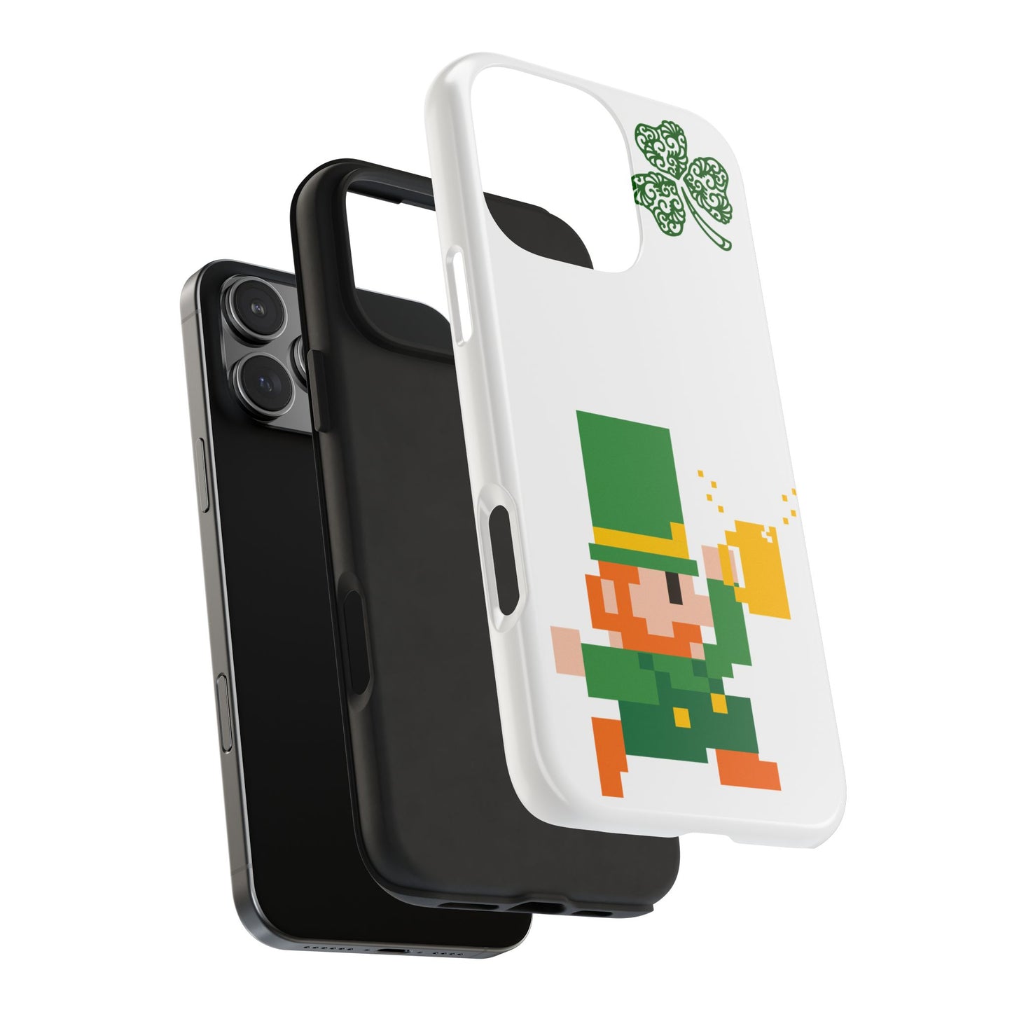 St. Patrick's Pixel Leprechaun Tough Phone Case — Shamrock & Beer Mug
