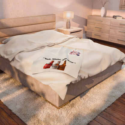 4th of July Velveteen Plush Blanket – "Red, White, and Brew" Beer Design