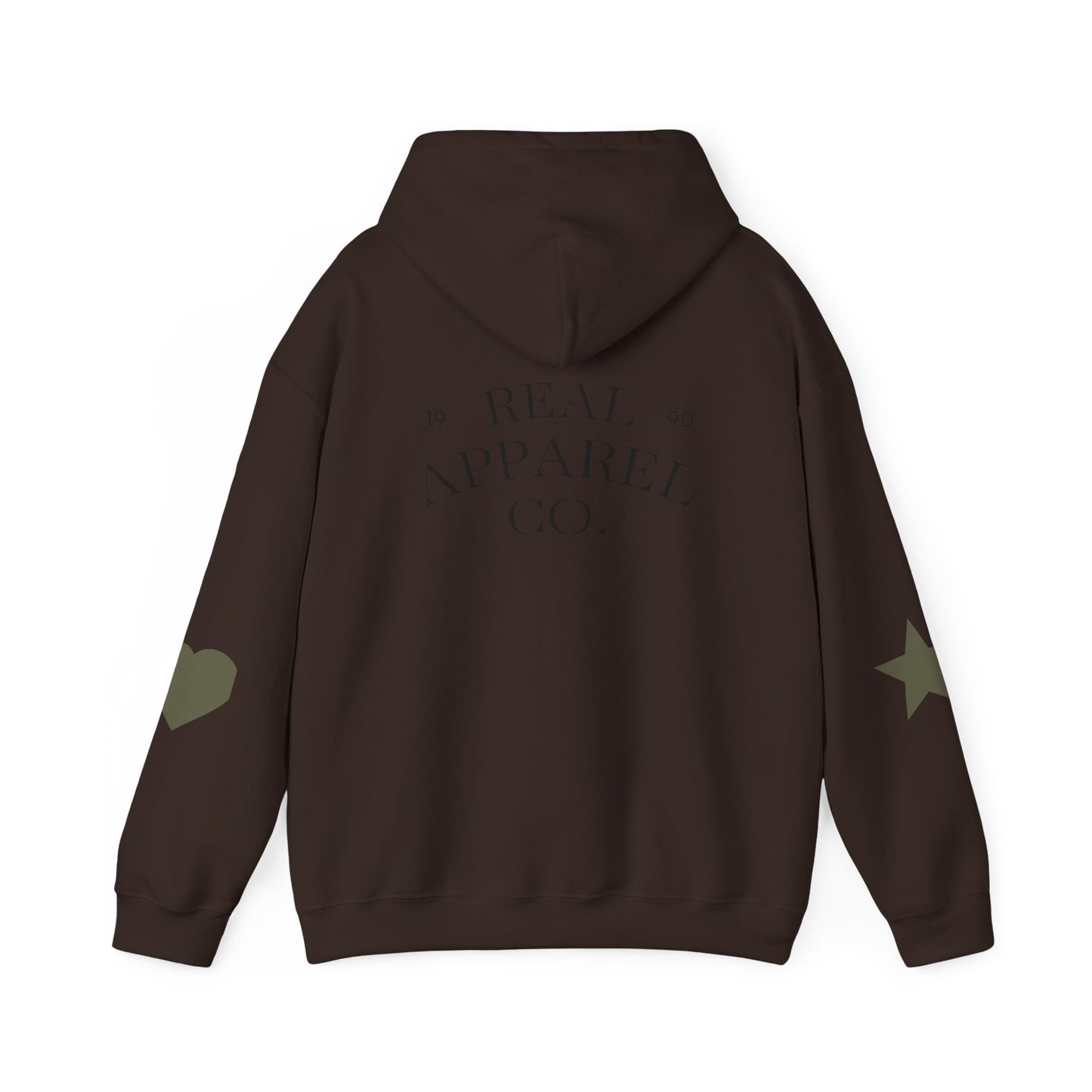 New Day Hoodie — "New Day" Graphic Pullover with Star & Heart Sleeve Accents