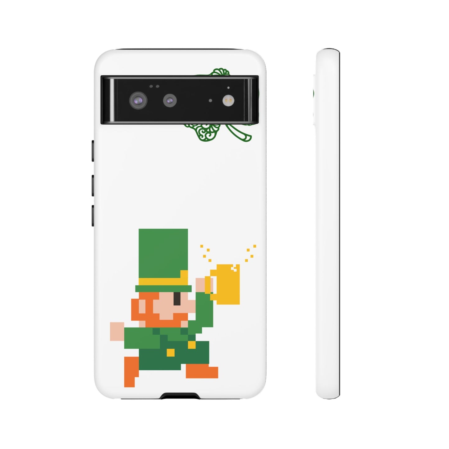St. Patrick’s Pixel Leprechaun Phone Case — Cute Retro Gaming Clover Design