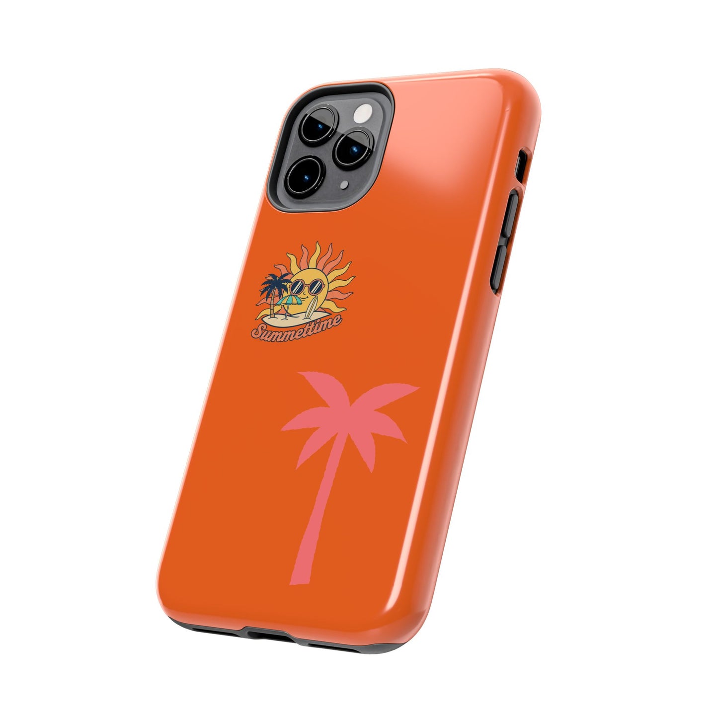 Summertime Palm Tough Phone Case — Retro Sun & Pink Palm Tropical Protective Cover