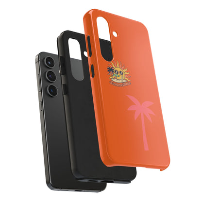 Summertime Palm Tough Phone Case — Retro Sun & Pink Palm Tropical Protective Cover