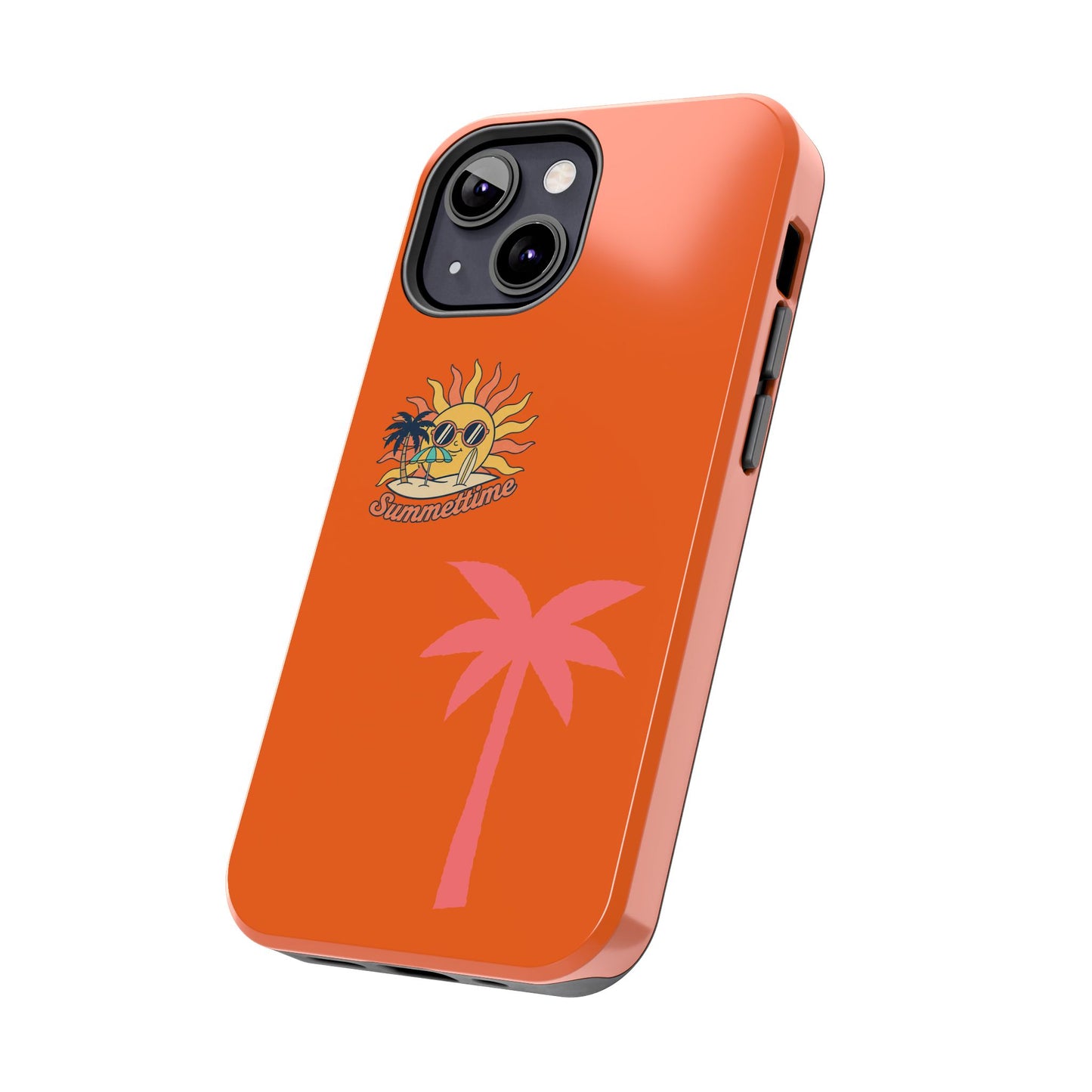 Summertime Palm Tough Phone Case — Retro Sun & Pink Palm Tropical Protective Cover