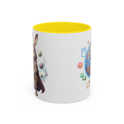 Easter Egg Accent Coffee Mug — Colorful Floral Bunny Design (11/15oz)