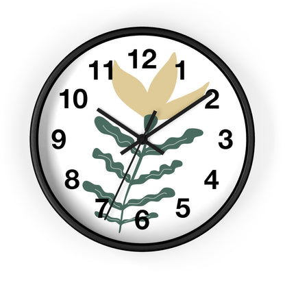 Botanical Wall Clock — Minimal Floral Timepiece