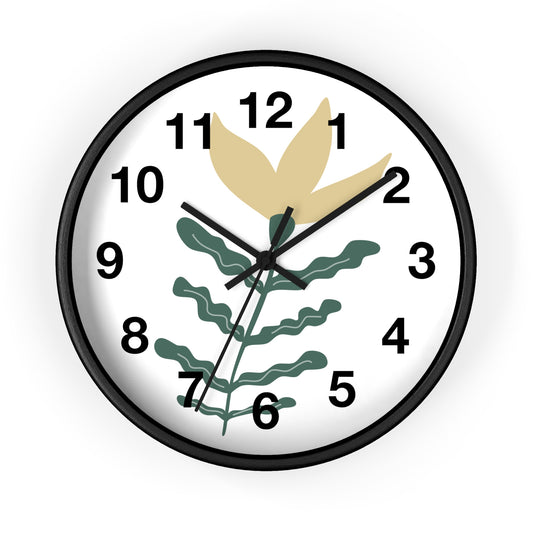 Botanical Wall Clock — Minimal Floral Timepiece