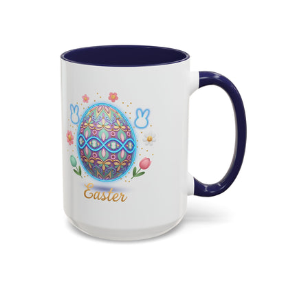 Easter Egg Accent Coffee Mug — Colorful Floral Bunny Design (11/15oz)
