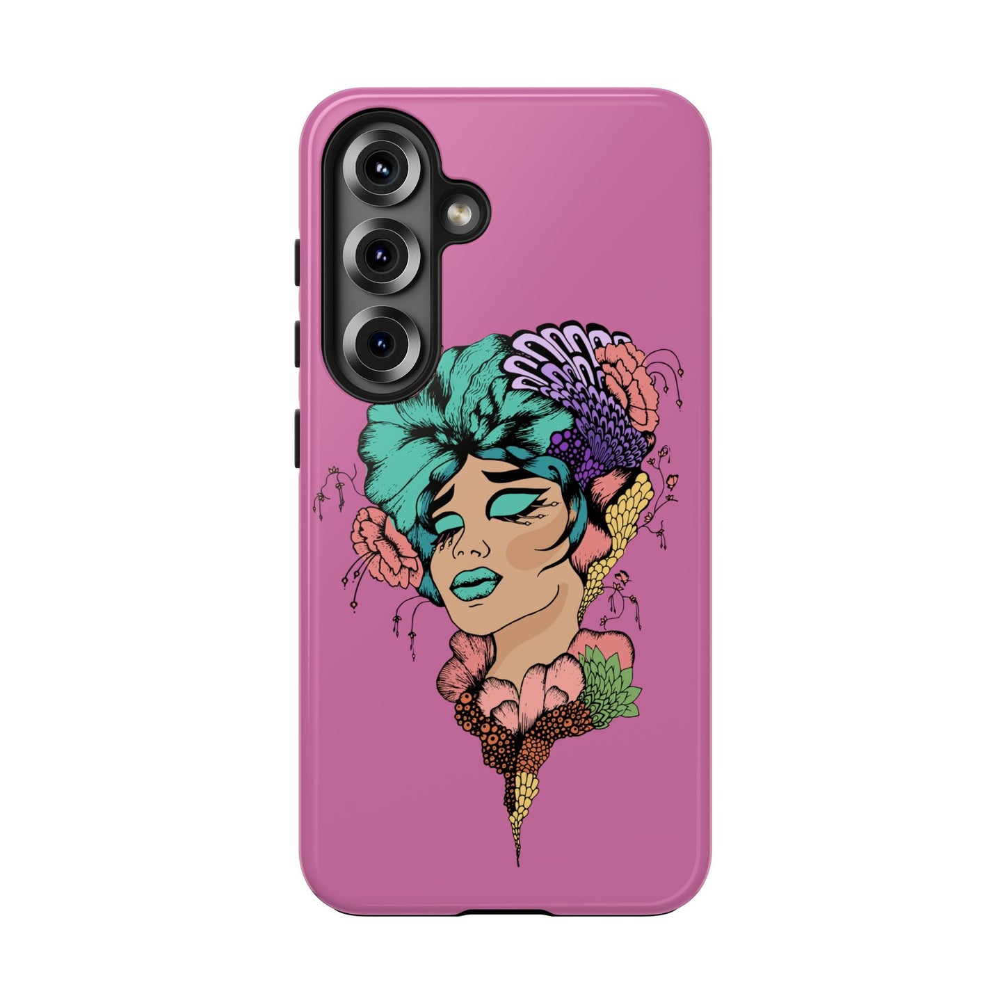 Tough Phone Case — Retro Floral Femme Illustration, Protective Art Phone Cover