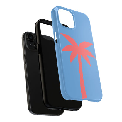 Tough Phone Case — Coral Palm on Sky Blue (Durable Protective Phone Cover)