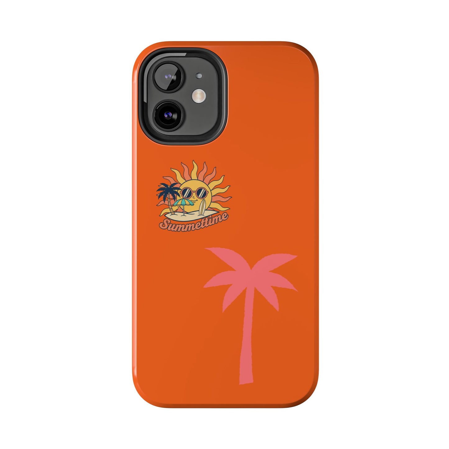Summertime Palm Tough Phone Case — Retro Sun & Pink Palm Tropical Protective Cover