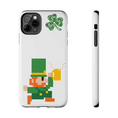 St. Patrick's Pixel Leprechaun Tough Phone Case — Shamrock & Beer Mug
