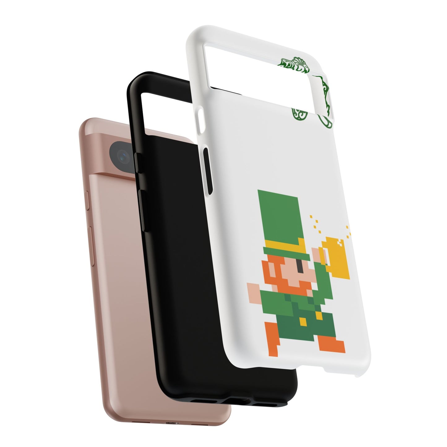St. Patrick’s Pixel Leprechaun Phone Case — Cute Retro Gaming Clover Design
