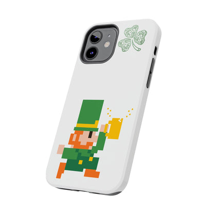 St. Patrick's Pixel Leprechaun Tough Phone Case — Shamrock & Beer Mug