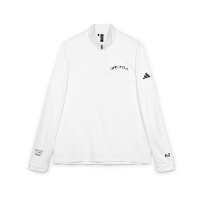Embroidered adidas Quarter-Zip Pullover — Lightweight White Performance Top