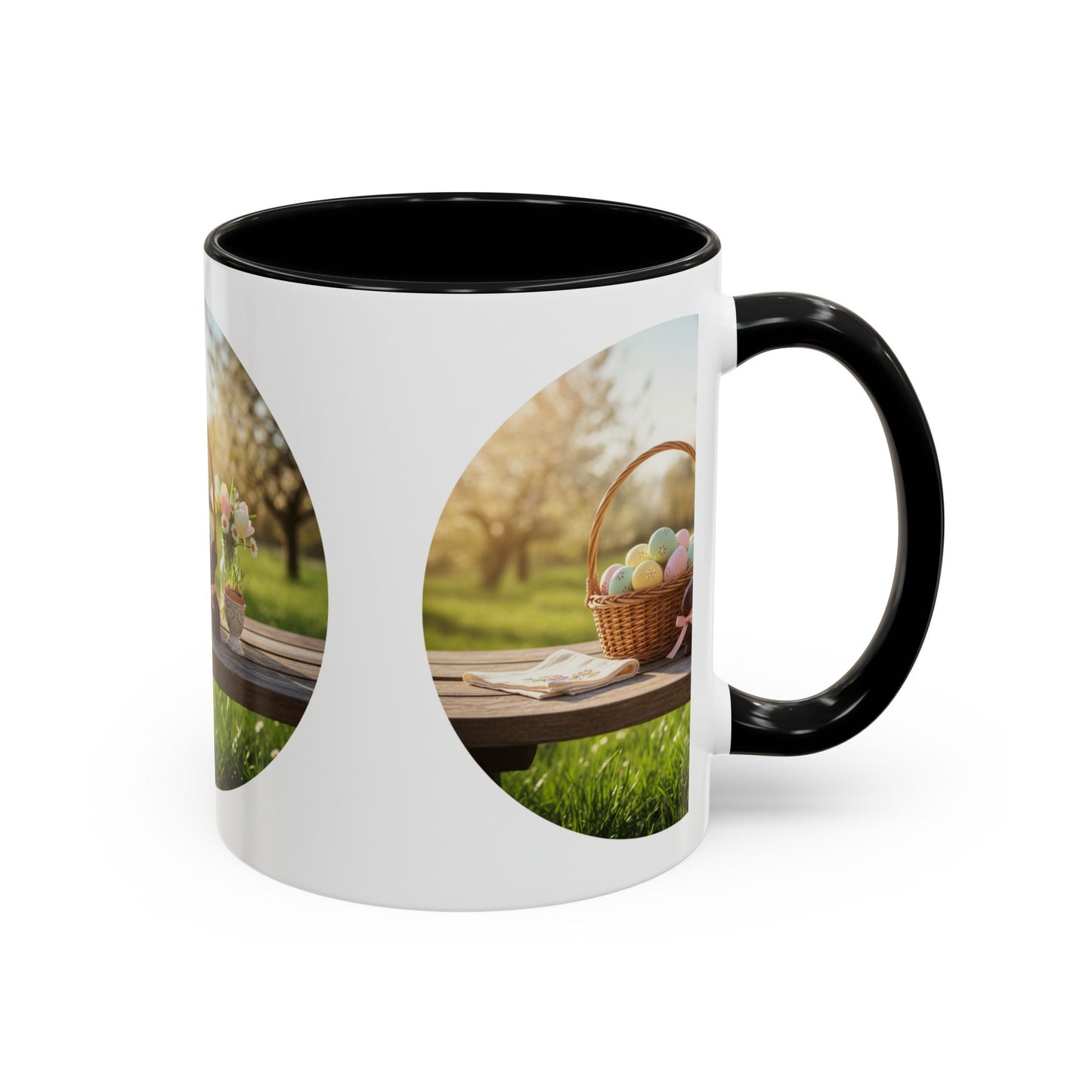 Easter Basket Coffee Mug — Spring Pastel Egg Design (11/15oz Accent Mug)