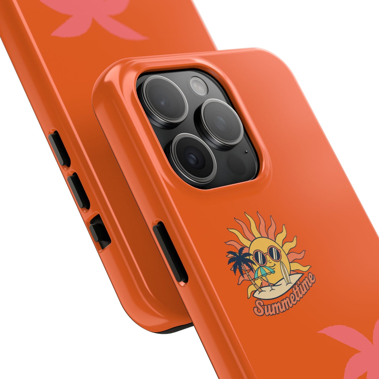 Summertime Palm Tough Phone Case — Retro Sun & Pink Palm Tropical Protective Cover