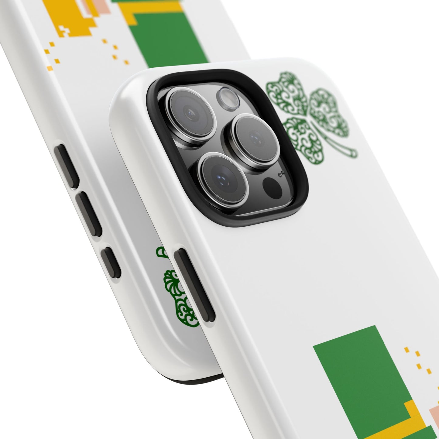 St. Patrick's Pixel Leprechaun Tough Phone Case — Shamrock & Beer Mug