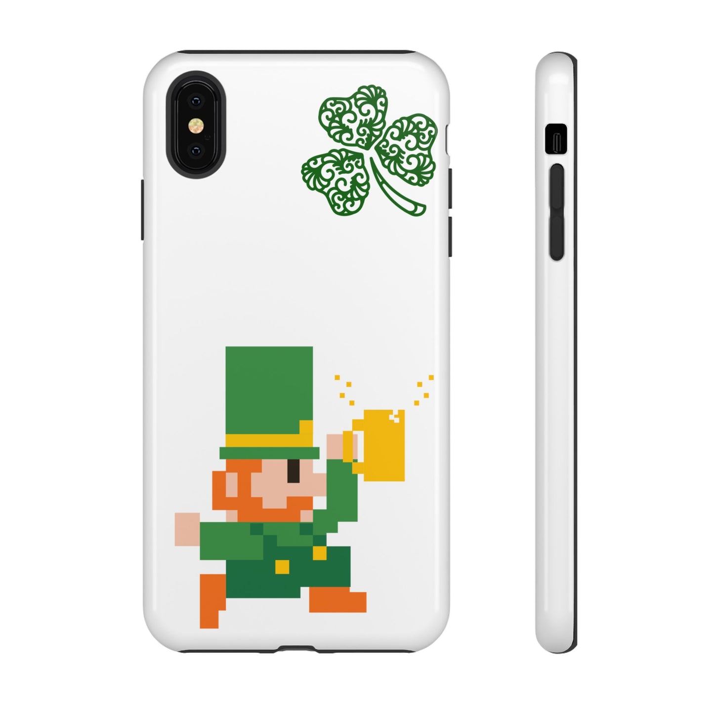 St. Patrick’s Pixel Leprechaun Phone Case — Cute Retro Gaming Clover Design