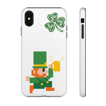 St. Patrick’s Pixel Leprechaun Phone Case — Cute Retro Gaming Clover Design