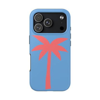 Tough Phone Case — Coral Palm on Sky Blue (Durable Protective Phone Cover)