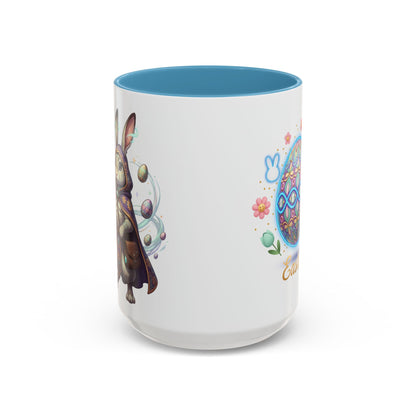 Easter Egg Accent Coffee Mug — Colorful Floral Bunny Design (11/15oz)