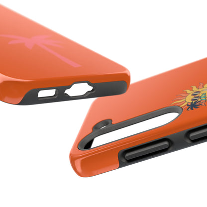 Summertime Palm Tough Phone Case — Retro Sun & Pink Palm Tropical Protective Cover