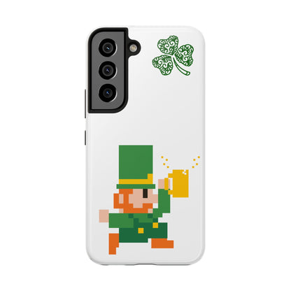 St. Patrick's Pixel Leprechaun Tough Phone Case — Shamrock & Beer Mug