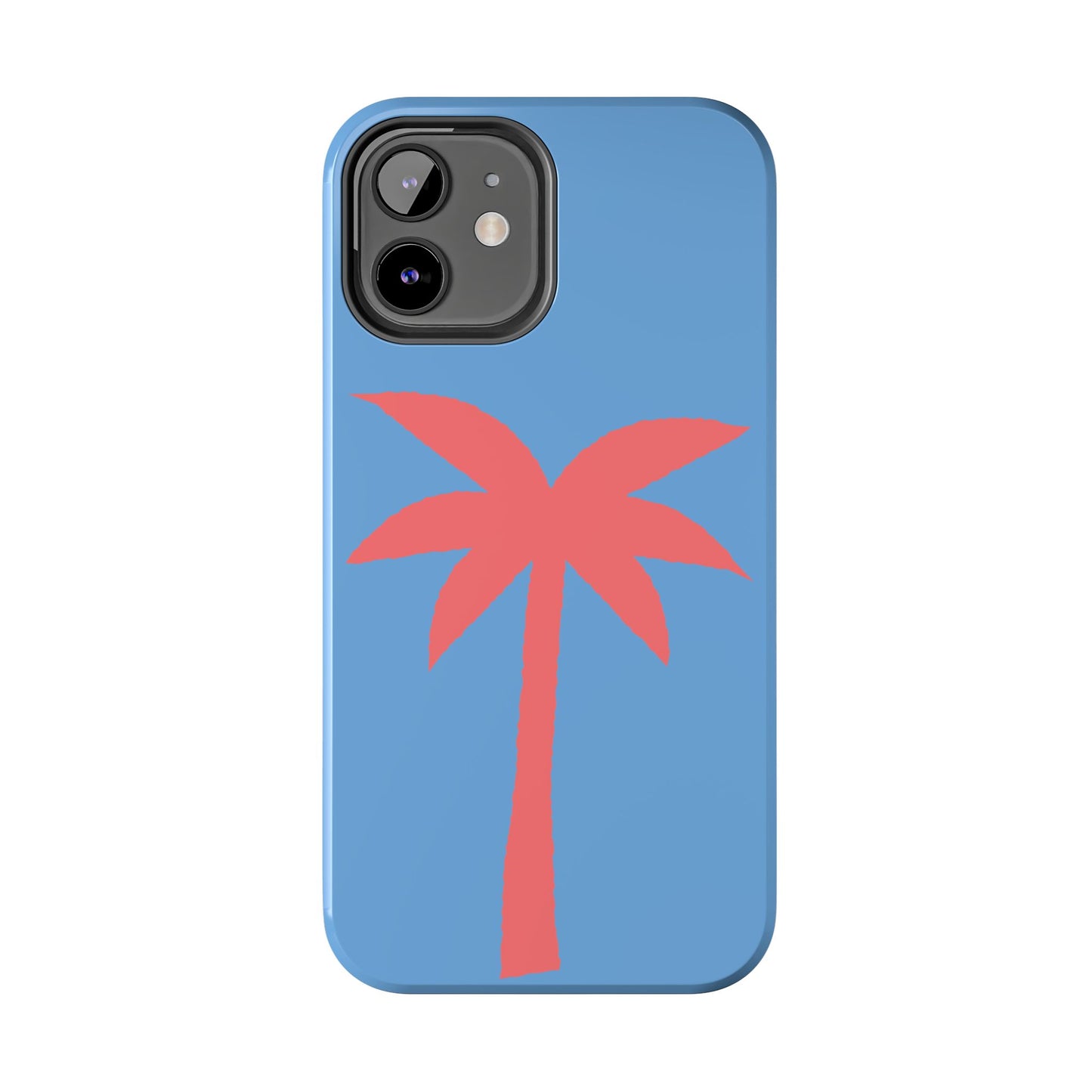 Tough Phone Case — Coral Palm on Sky Blue (Durable Protective Phone Cover)