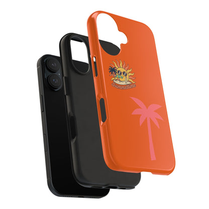 Summertime Palm Tough Phone Case — Retro Sun & Pink Palm Tropical Protective Cover