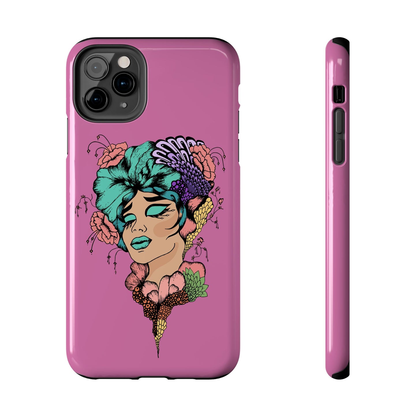 Tough Phone Case — Retro Floral Femme Illustration, Protective Art Phone Cover
